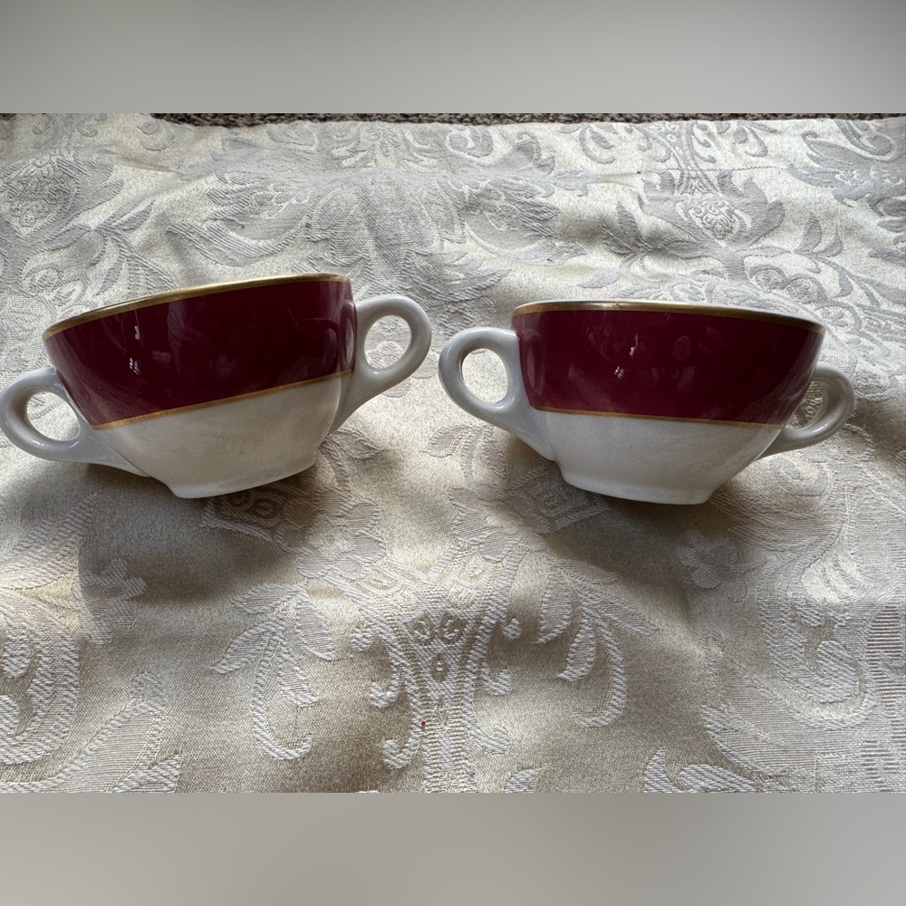 Syracuse China Set of 2 Double Handle Coffee Cups